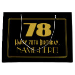 [ Thumbnail: 78th Birthday — Art Deco Inspired Look "78" & Name Gift Bag ]