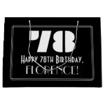 [ Thumbnail: 78th Birthday ~ Art Deco Inspired Look "78" + Name Gift Bag ]