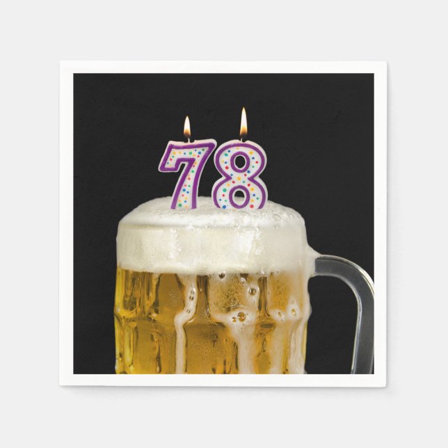 78th Birthday Beer on black Napkins (Front)