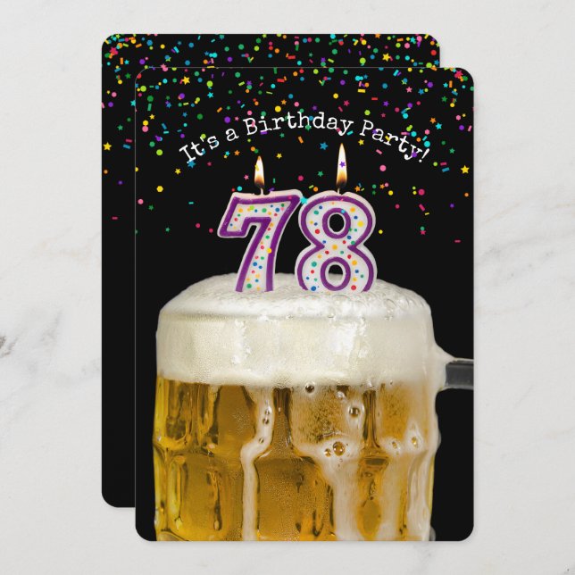 78th Birthday Beer Party Invitation (Front/Back)