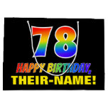 [ Thumbnail: 78th Birthday: Bold, Fun, Simple, Rainbow 78 Gift Bag ]