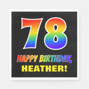 78th Birthday: Bold, Fun, Simple, Rainbow 78 Napkins