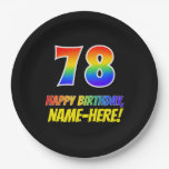 [ Thumbnail: 78th Birthday: Bold, Fun, Simple, Rainbow 78 Paper Plates ]