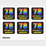 [ Thumbnail: 78th Birthday: Bold, Fun, Simple, Rainbow 78 Sticker ]