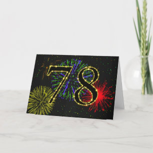 78th Birthday card with fireworks