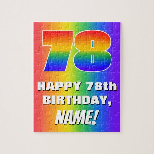 78th Birthday Colorful Fun Rainbow Pattern  78 Jigsaw Puzzle