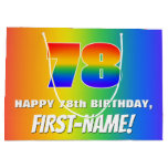 [ Thumbnail: 78th Birthday: Colorful, Fun Rainbow Pattern # 78 Gift Bag ]