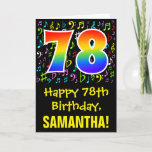 [ Thumbnail: 78th Birthday: Colorful Music Symbols + Rainbow 78 Card ]