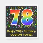 [ Thumbnail: 78th Birthday - Colorful Music Symbols, Rainbow 78 Napkins ]