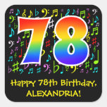 [ Thumbnail: 78th Birthday: Colorful Music Symbols, Rainbow 78 Sticker ]