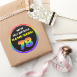 [ Thumbnail: 78th Birthday: Colorful Rainbow # 78, Custom Name Round Sticker ]