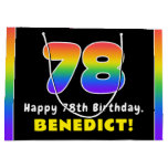 [ Thumbnail: 78th Birthday: Colorful Rainbow # 78, Custom Name Gift Bag ]