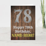 [ Thumbnail: 78th Birthday: Country Western Inspired Look, Name Card ]