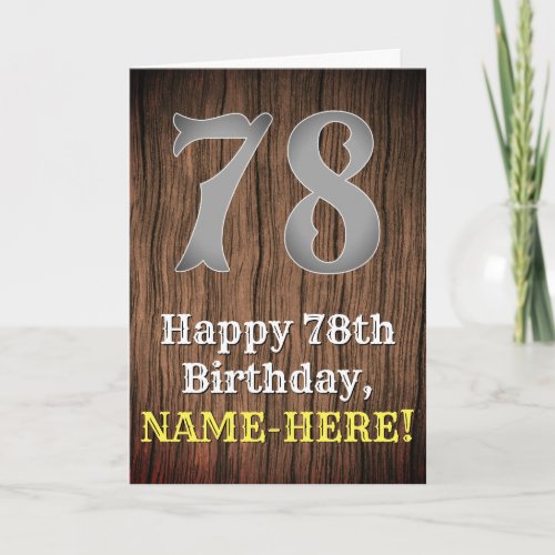 78th Birthday Country Western Inspired Look Name Card