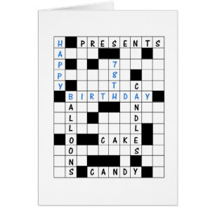 78th Birthday, Crossword Puzzle Cards