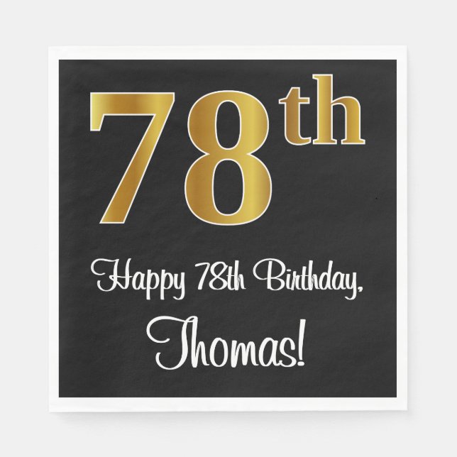 78th Birthday ~ Elegant Luxurious Faux Gold Look # Napkins (Front)