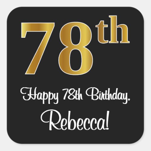 78th Birthday  Elegant Luxurious Faux Gold Look  Square Sticker