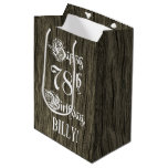 [ Thumbnail: 78th Birthday: Fancy, Faux Wood Look + Custom Name Gift Bag ]