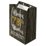 [ Thumbnail: 78th Birthday: Faux Gold Look & Faux Wood Pattern Gift Bag ]