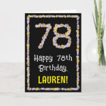 [ Thumbnail: 78th Birthday: Floral Flowers Number, Custom Name Card ]