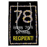 [ Thumbnail: 78th Birthday: Floral Flowers Number, Custom Name Gift Bag ]