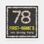 [ Thumbnail: 78th Birthday: Floral Flowers Number, Custom Name Napkins ]