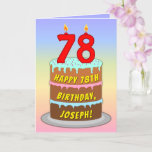 [ Thumbnail: 78th Birthday — Fun Cake & Candles, W/ Custom Name Card ]