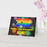 [ Thumbnail: 78th Birthday: Fun, Colorful Celebratory Fireworks Card ]