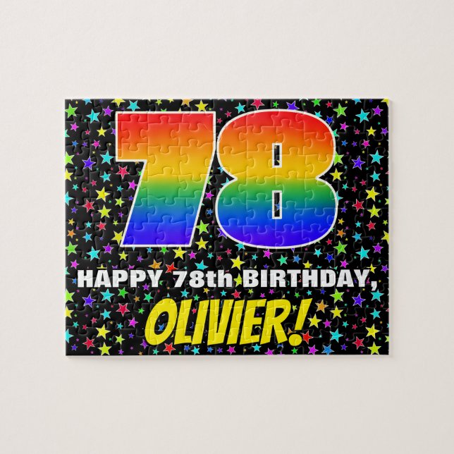 78th Birthday — Fun, Colorful Star Field Pattern Jigsaw Puzzle (Horizontal)