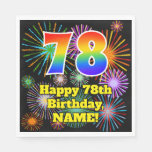 [ Thumbnail: 78th Birthday: Fun Fireworks Pattern + Rainbow 78 Napkins ]