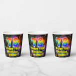 [ Thumbnail: 78th Birthday: Fun Fireworks Pattern + Rainbow 78 Paper Cups ]
