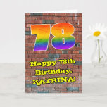 [ Thumbnail: 78th Birthday: Fun Graffiti-Inspired Rainbow 78 Card ]