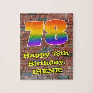 78th Birthday: Fun Graffiti-Inspired Rainbow 78 Jigsaw Puzzle