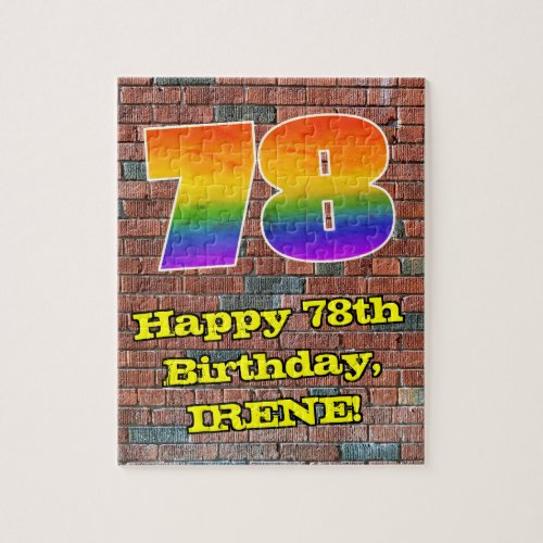 78th Birthday Fun Graffiti_Inspired Rainbow 78 Jigsaw Puzzle