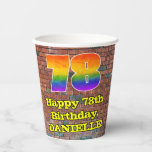 [ Thumbnail: 78th Birthday: Fun Graffiti-Inspired Rainbow 78 Paper Cups ]