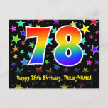 [ Thumbnail: 78th Birthday: Fun Stars Pattern, Rainbow 78, Name Postcard ]