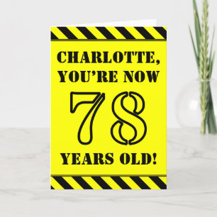 78th Birthday: Fun Stencil Style Text, Custom Name Card