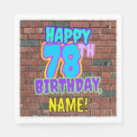 [ Thumbnail: 78th Birthday ~ Fun, Urban Graffiti Inspire Inspir Napkins ]