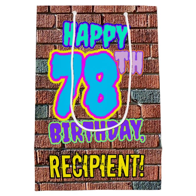 78th Birthday: Fun, Urban Graffiti Inspired Look Medium Gift Bag (Back)