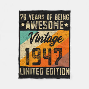 78th Birthday Men 78 Years Old Women 1947 Limited Fleece Blanket
