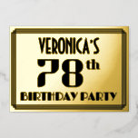 [ Thumbnail: 78th Birthday Party: Art Deco Look “78” and Name Invitation ]