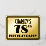 [ Thumbnail: 78th Birthday Party — Art Deco Look “78” + Name Invitation ]