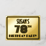 [ Thumbnail: 78th Birthday Party — Art Deco Style “78” & Name Invitation ]