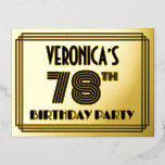 [ Thumbnail: 78th Birthday Party ~ Art Deco Style “78” + Name Postcard ]