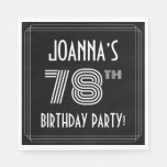 [ Thumbnail: 78th Birthday Party: Art Deco Style + Custom Name Napkins ]