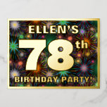 [ Thumbnail: 78th Birthday Party: Bold, Colorful Fireworks Look Postcard ]