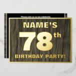 [ Thumbnail: 78th Birthday Party: Bold, Faux Wood Grain Pattern Invitation ]
