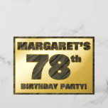 [ Thumbnail: 78th Birthday Party — Bold, Faux Wood Grain Text Invitation ]