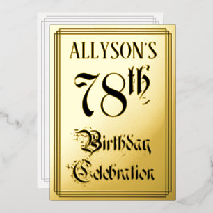 78th Birthday Party — Elegant Script + Custom Name Foil Invitation
