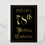 [ Thumbnail: 78th Birthday Party — Fancy Script & Custom Name Invitation ]